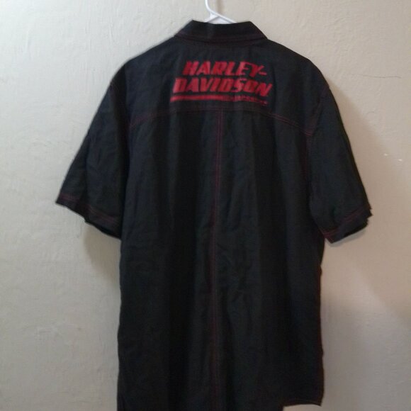 Harley-Davidson MotorClothes XL Black Red Button Up - Picture 3 of 3